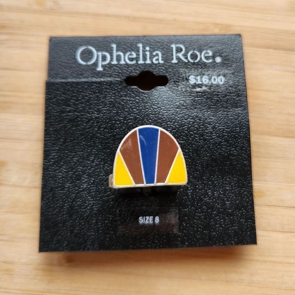 Ophelia Roe Jewelry - Ophelia Roe abstract desert sunburst enamel silver tone cocktail ring size 8